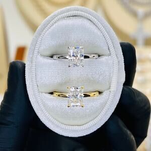 2ct Radiant Cut Moissanite Solitaire Engagement Ring